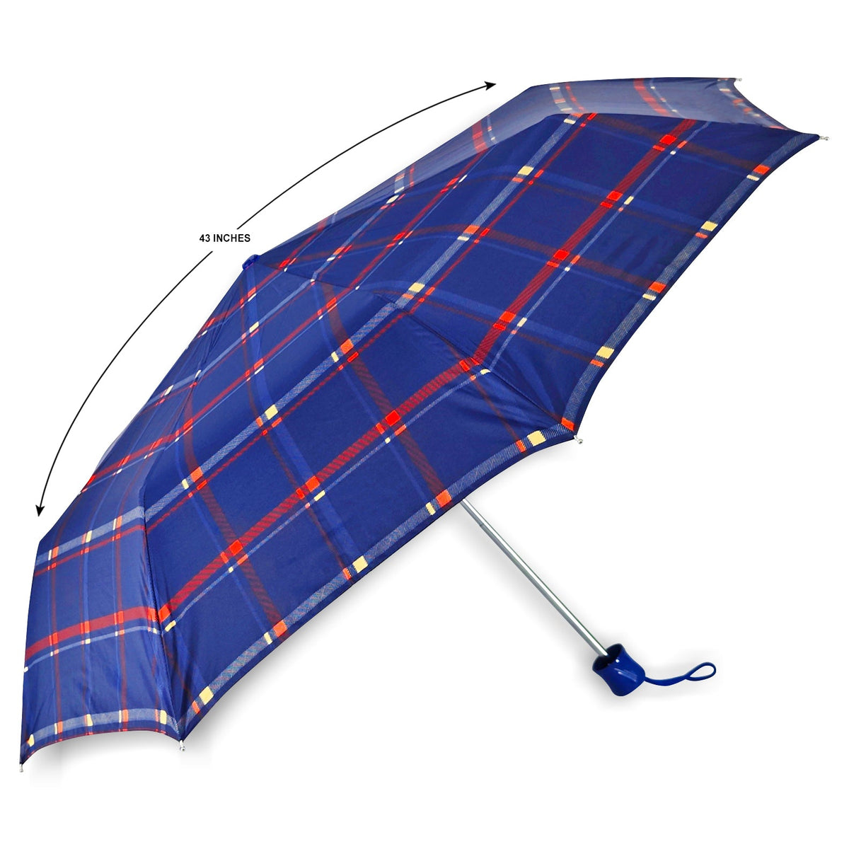 CHERRY SILVER 3 FOLD CHECK PRINT UMBRELLA