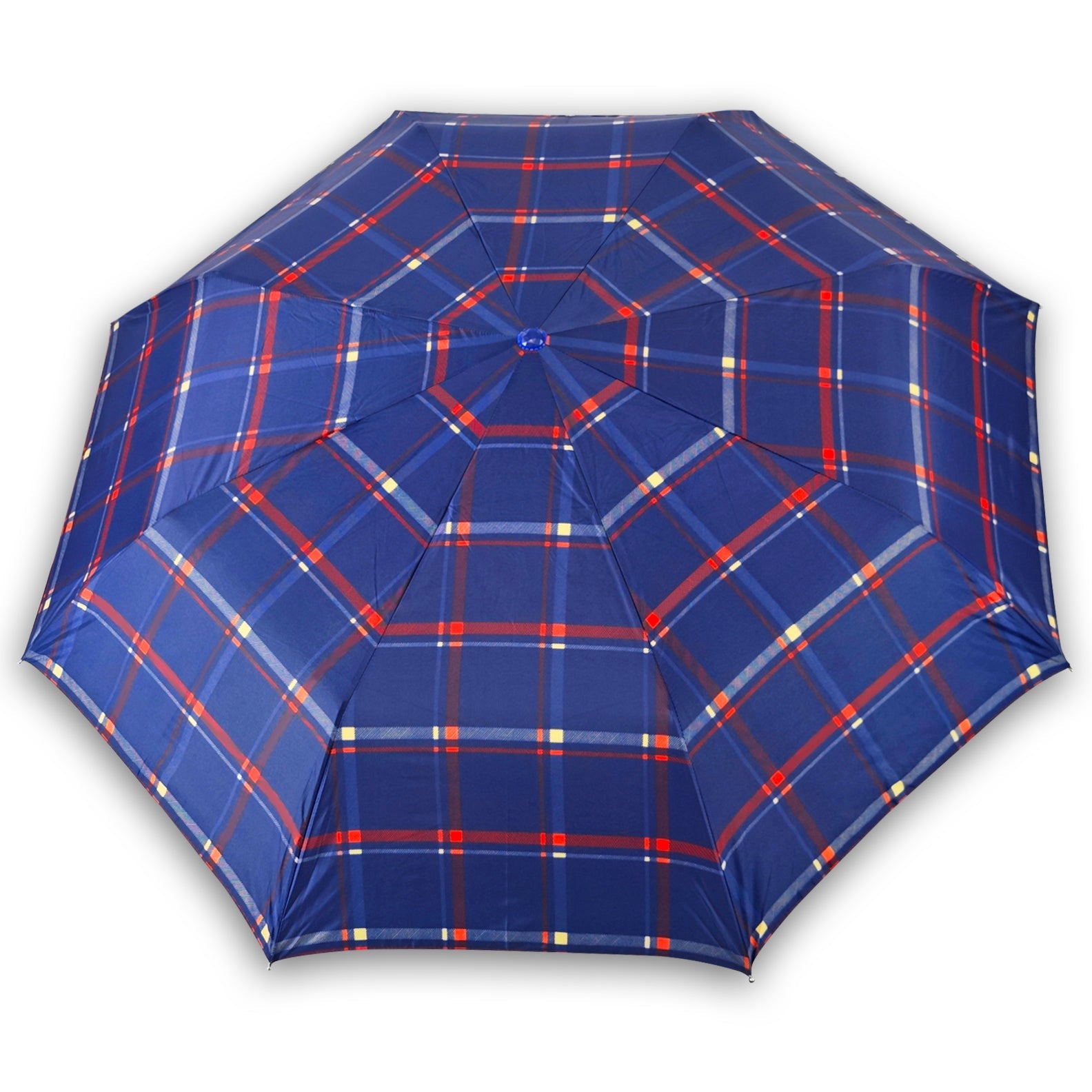 CHERRY SILVER 3 FOLD CHECK PRINT UMBRELLA