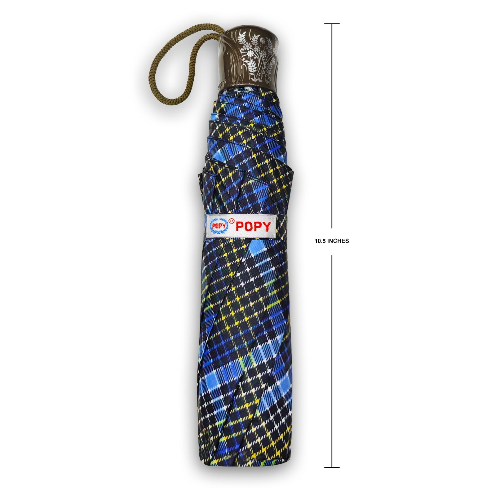 CHERRY SILVER 3 FOLD CHECK PRINT UMBRELLA