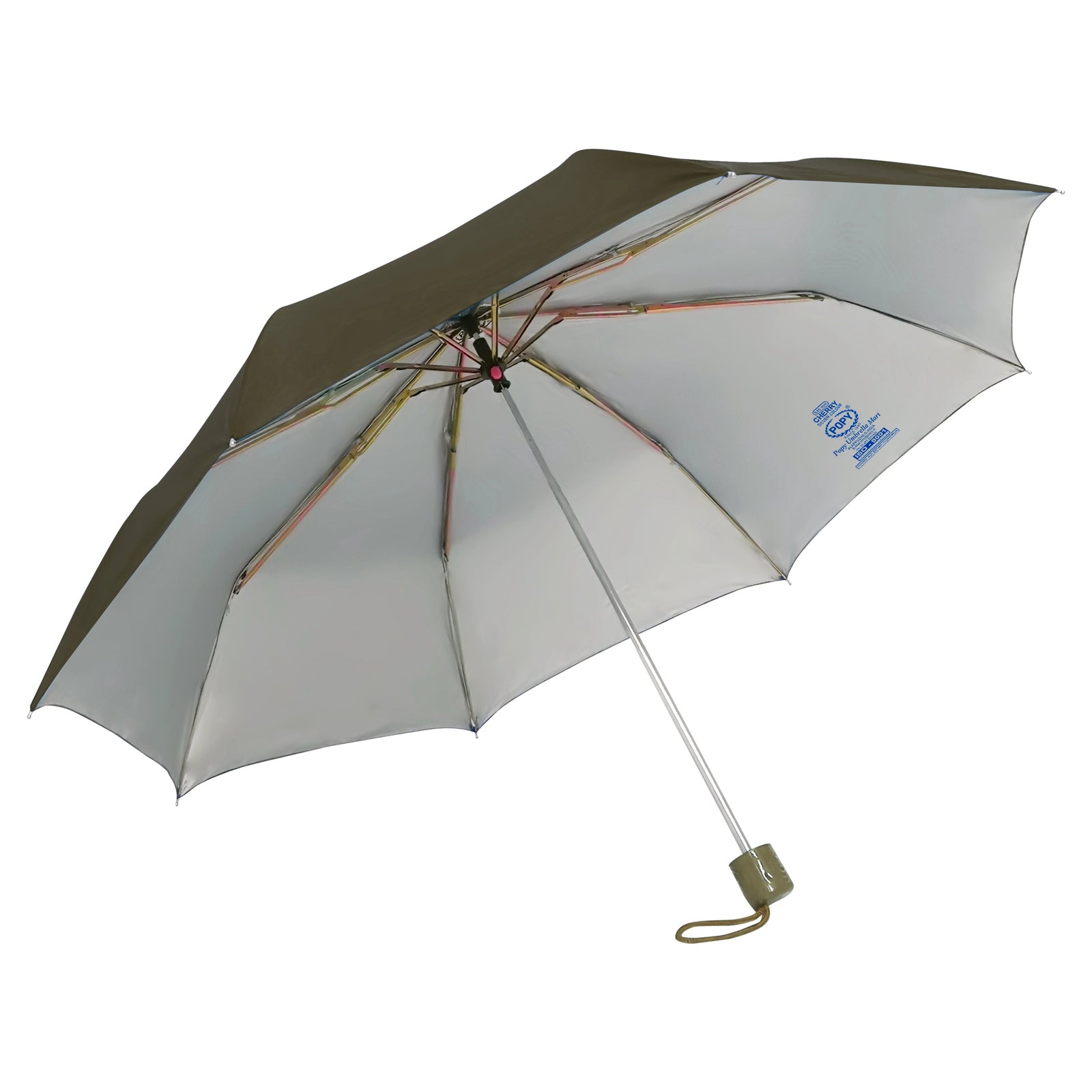 CHERRY 3FOLD SOLID COLOUR UMBRELLA WITH SILVER COATING