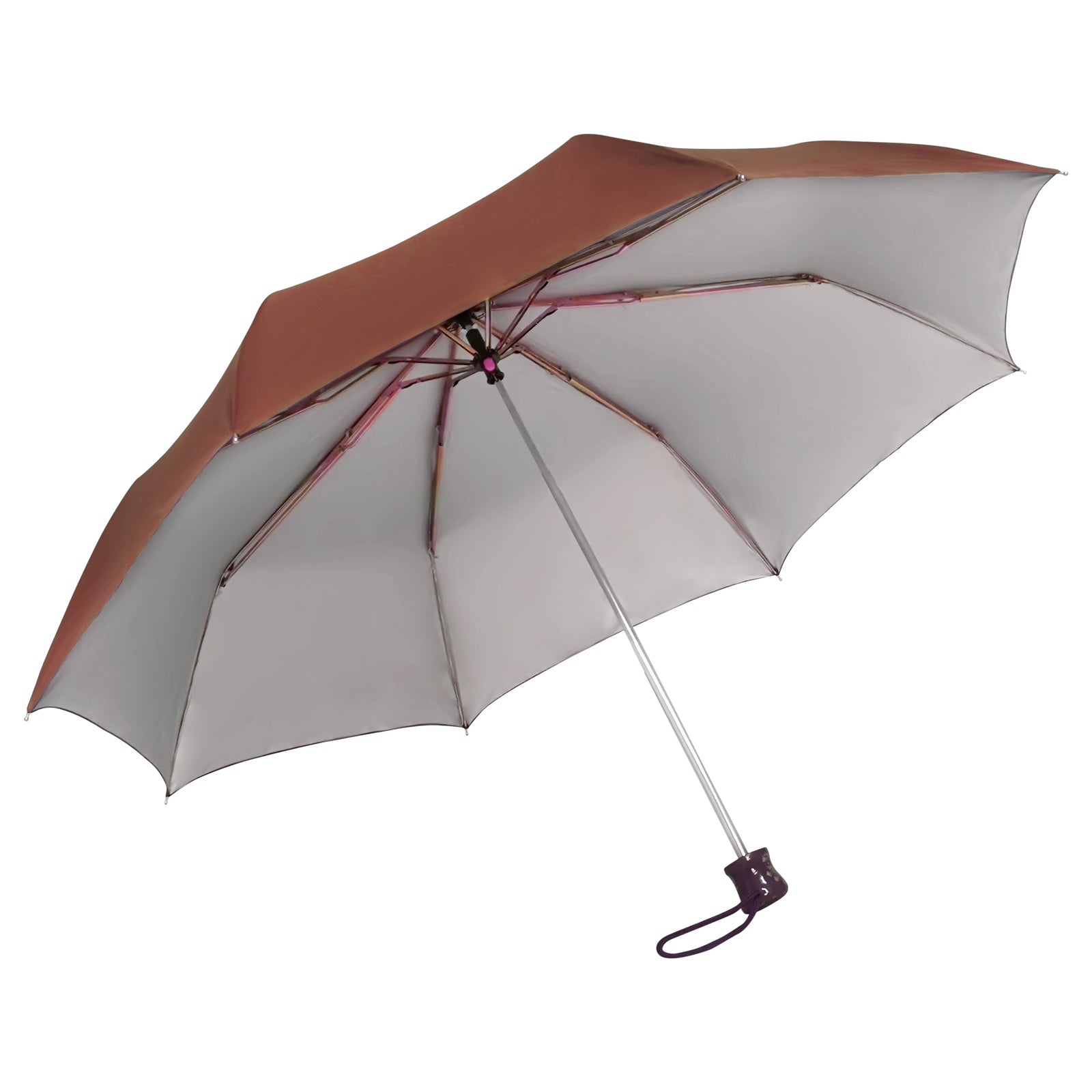 CHERRY 3FOLD SOLID COLOUR UMBRELLA WITH SILVER COATING