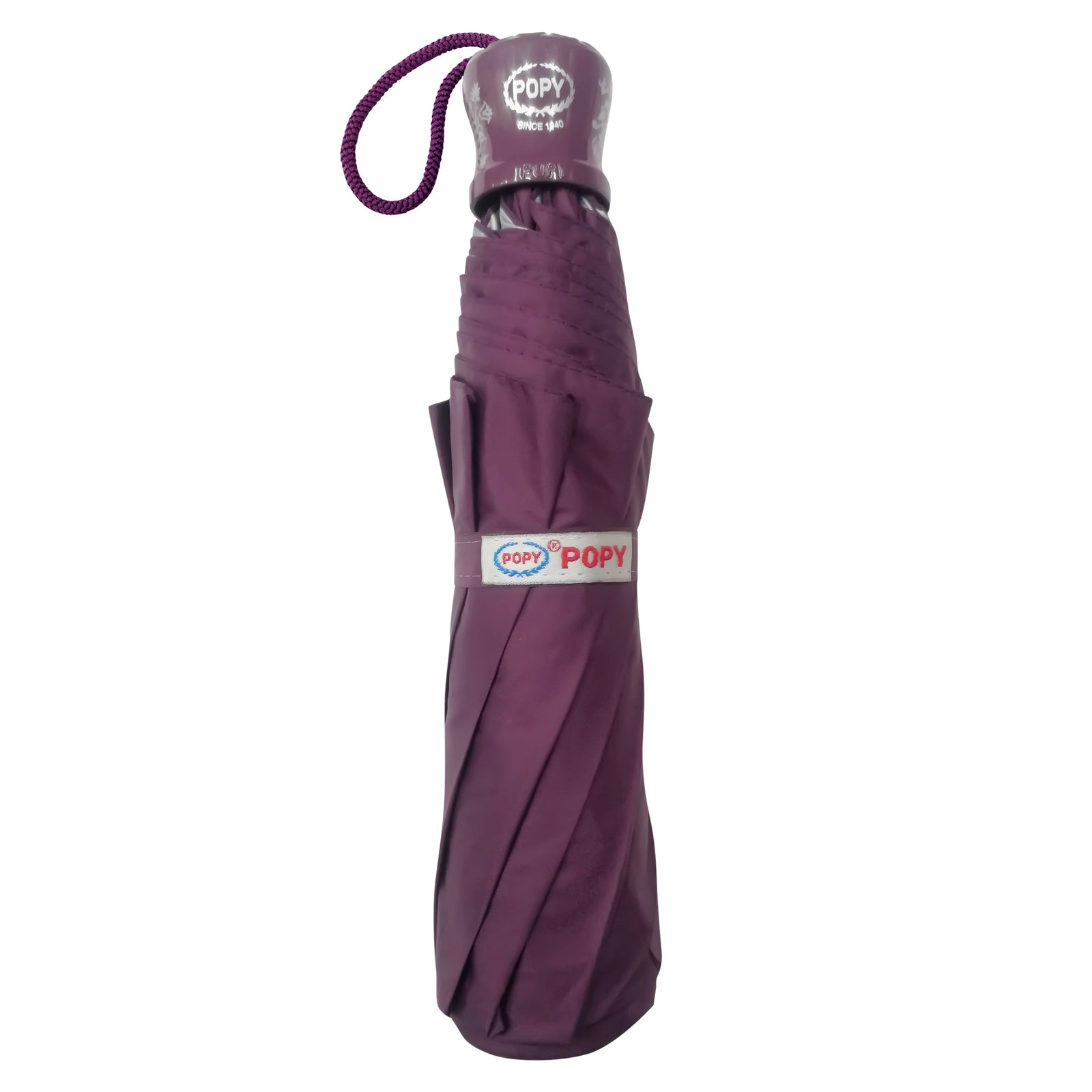 CHERRY 3FOLD SOLID COLOUR UMBRELLA WITH SILVER COATING