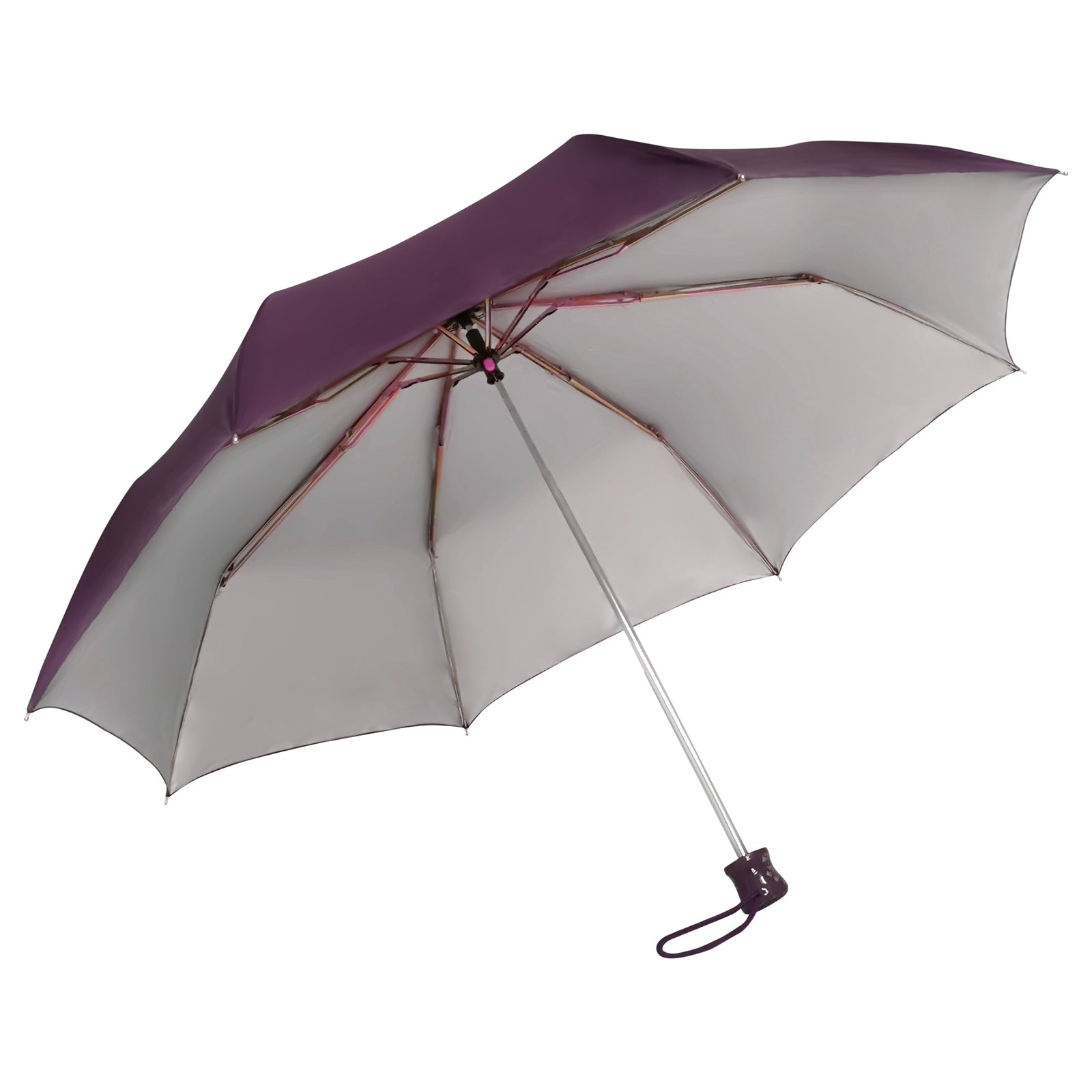 CHERRY 3FOLD SOLID COLOUR UMBRELLA WITH SILVER COATING