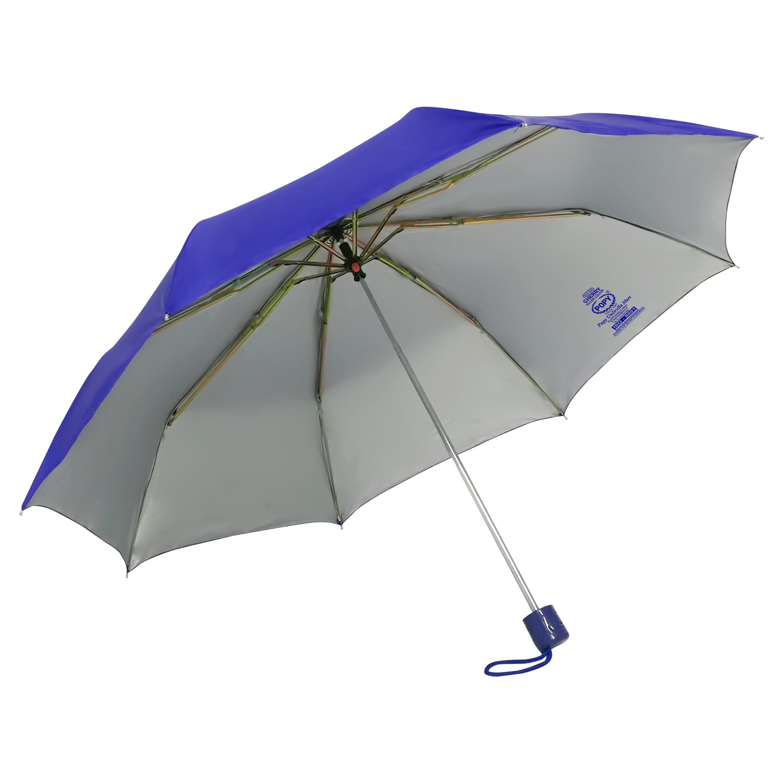 CHERRY 3FOLD SOLID COLOUR UMBRELLA WITH SILVER COATING