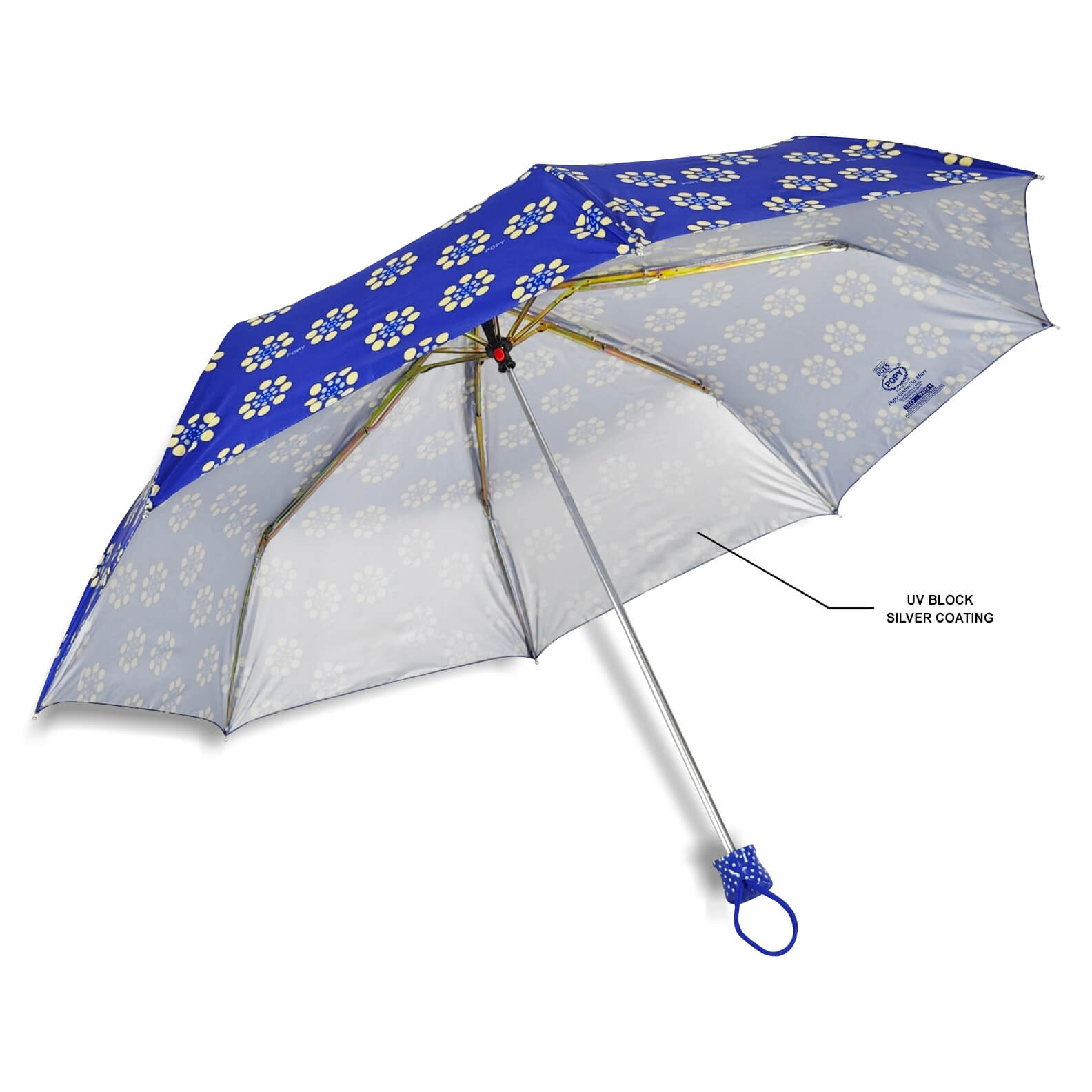 DOTS SILVER 3FOLD UMBRELLA