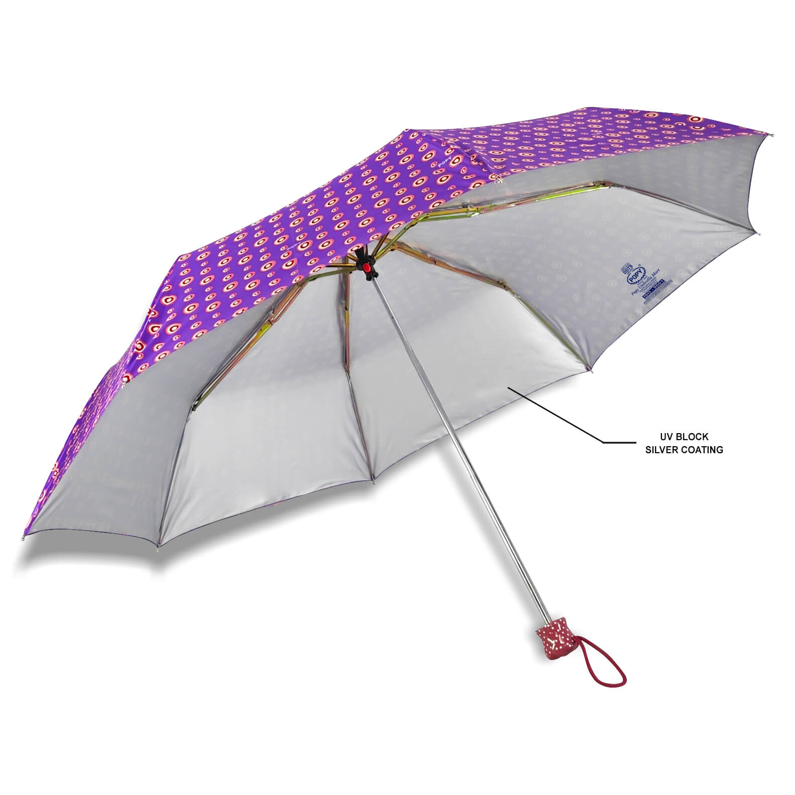 DOTS SILVER 3FOLD UMBRELLA