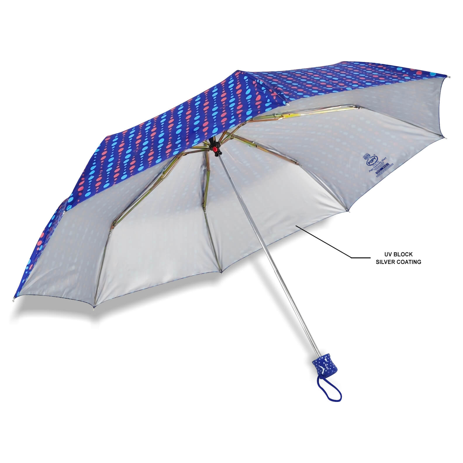 DOTS SILVER 3FOLD UMBRELLA