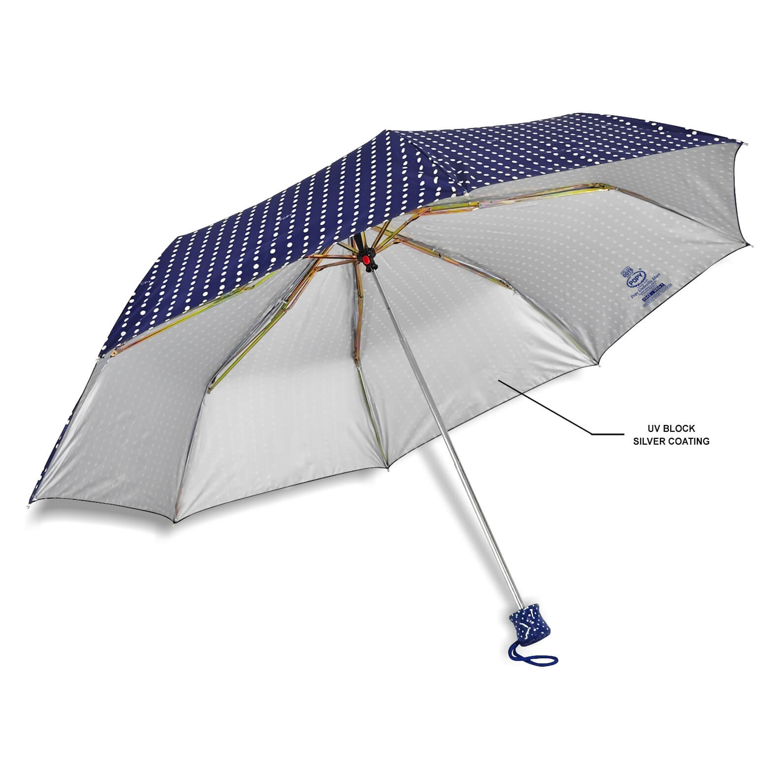DOTS SILVER 3FOLD UMBRELLA