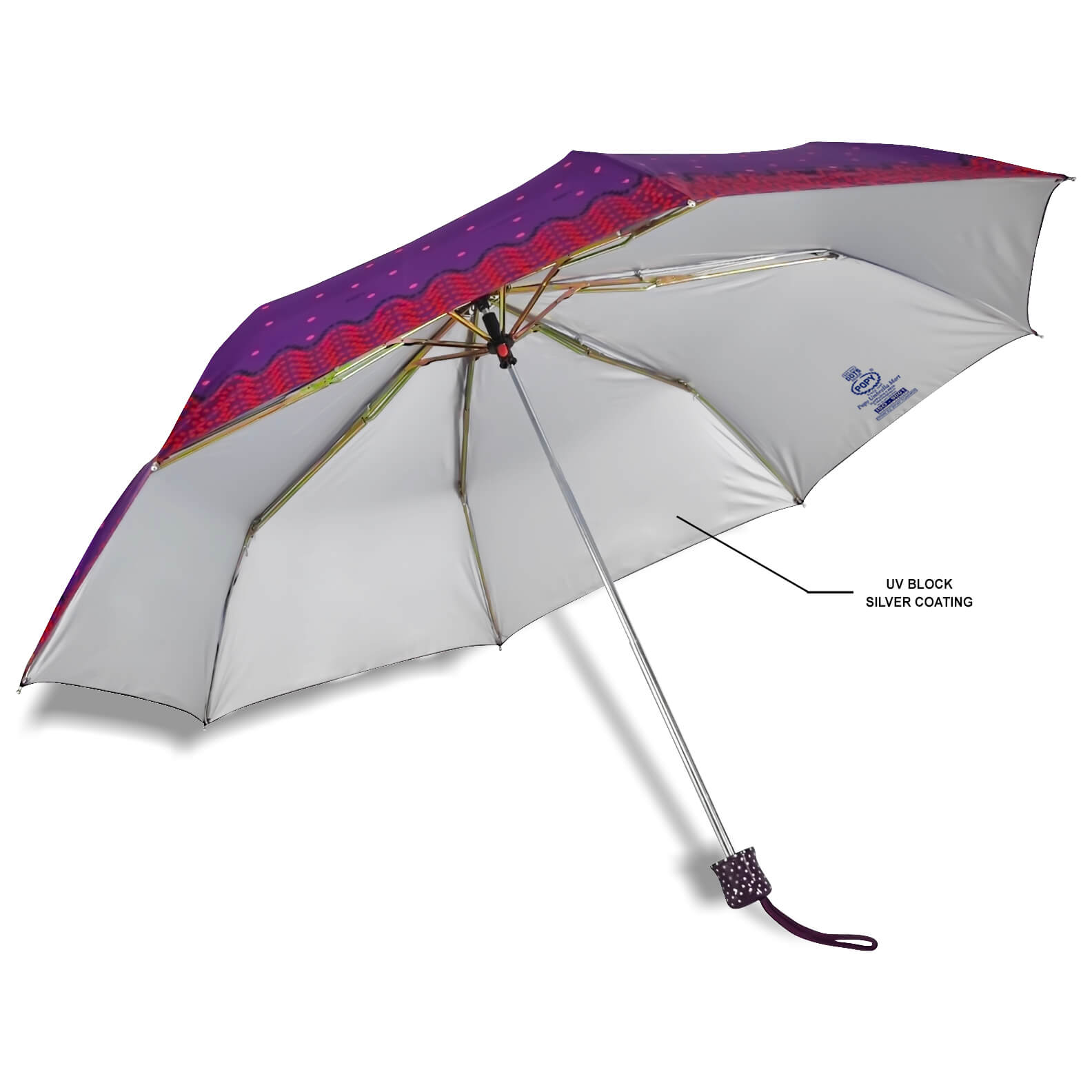 DOTS SILVER 3FOLD UMBRELLA
