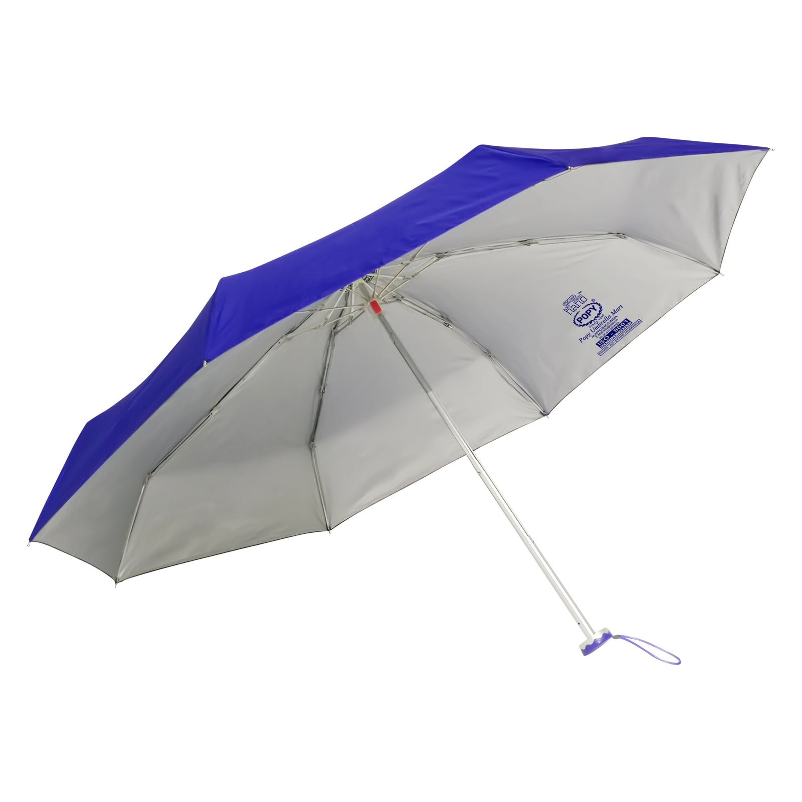 POPY NANO 5 FOLD SOLID COLOUR UMBRELLA WITH SILVER COATING