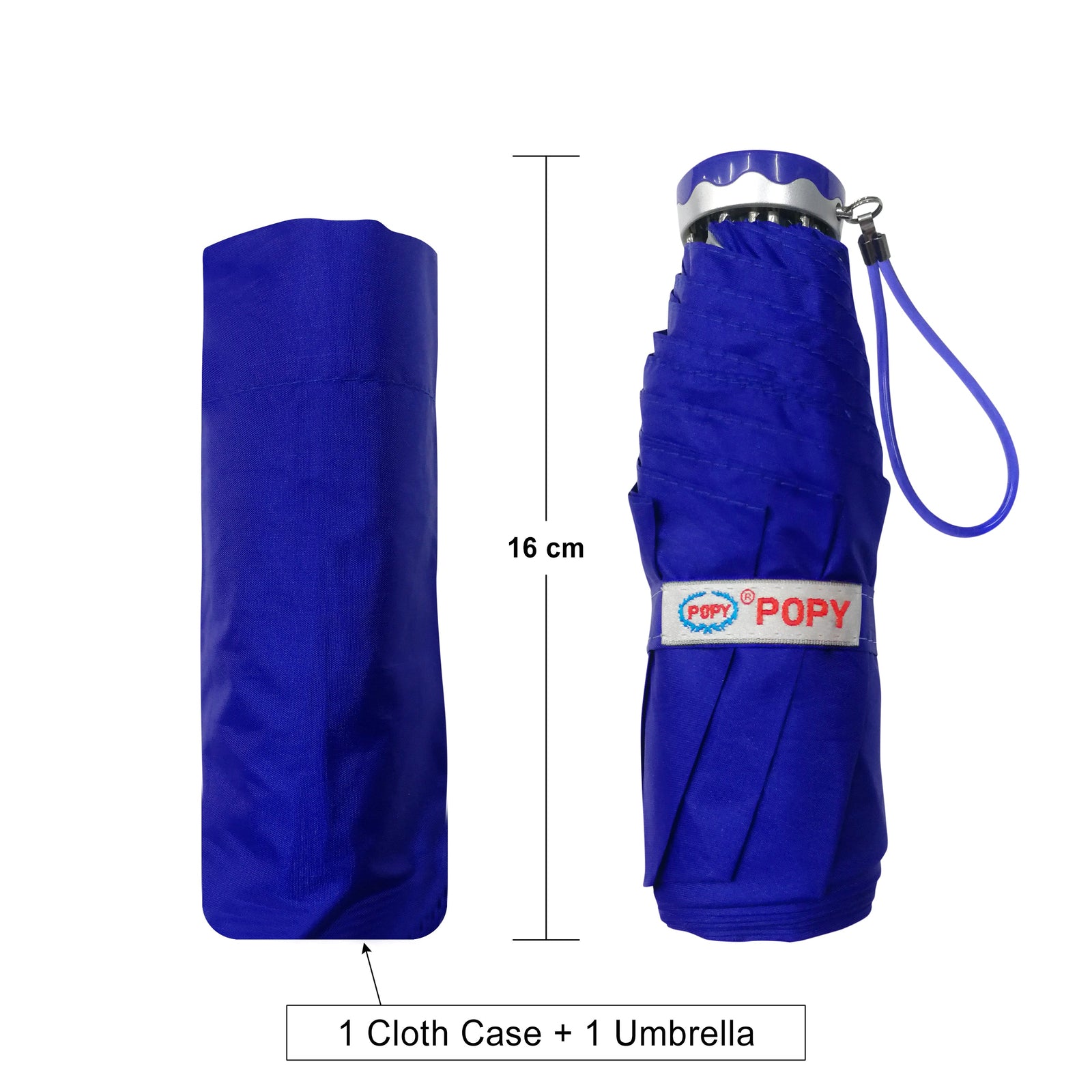 POPY NANO 5 FOLD SOLID COLOUR UMBRELLA WITH SILVER COATING