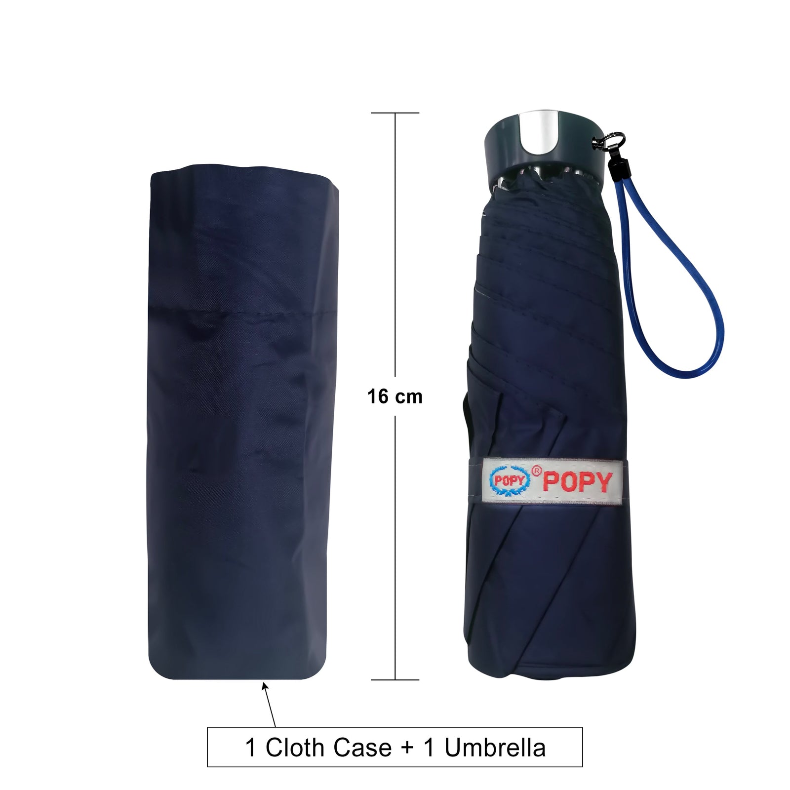 POPY NANO 5 FOLD SOLID COLOUR UMBRELLA WITH SILVER COATING
