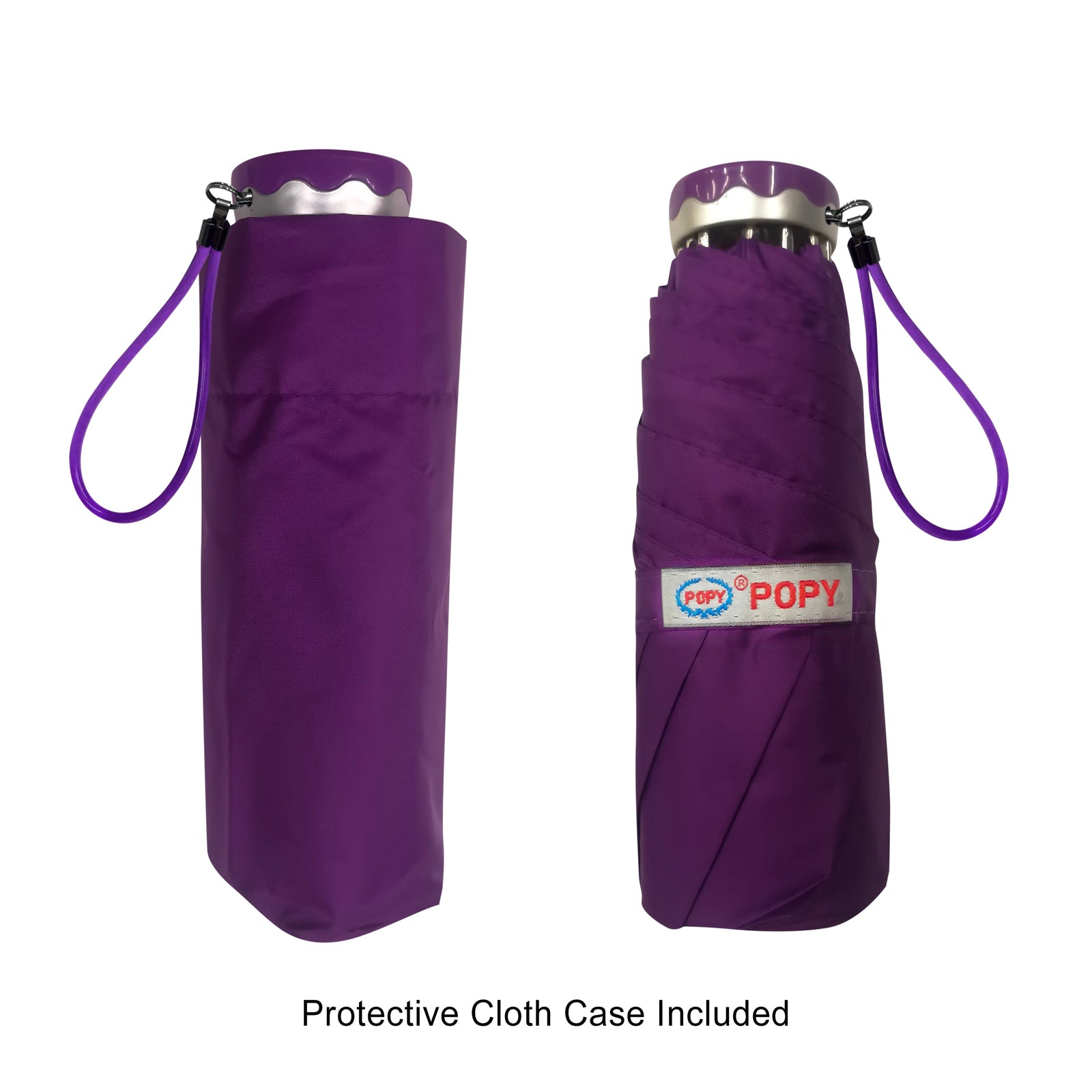 POPY NANO 5 FOLD SOLID COLOUR UMBRELLA WITH SILVER COATING