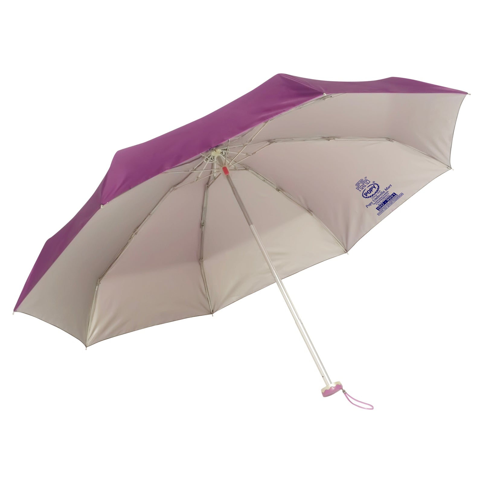 POPY NANO 5 FOLD SOLID COLOUR UMBRELLA WITH SILVER COATING