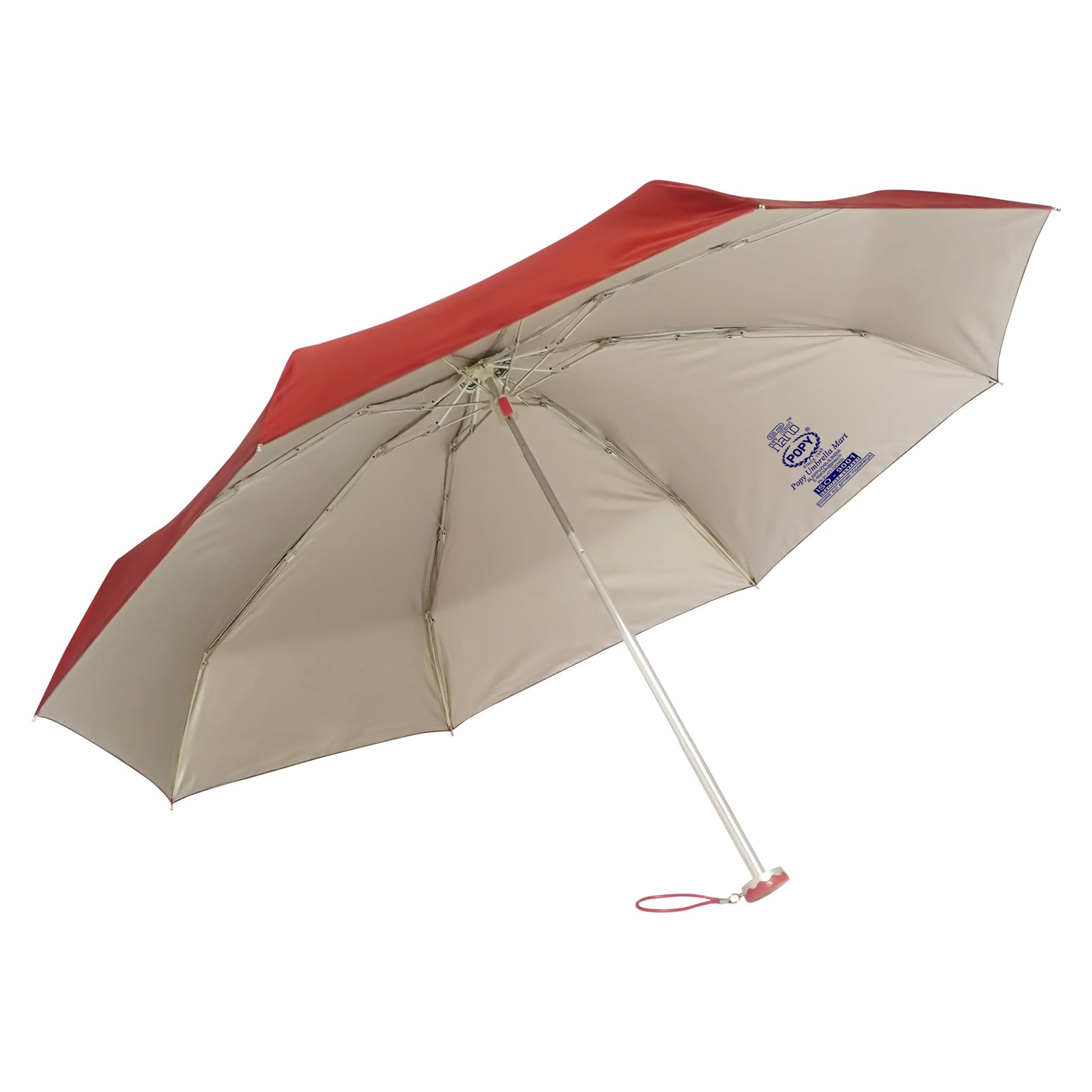 POPY NANO 5 FOLD SOLID COLOUR UMBRELLA WITH SILVER COATING