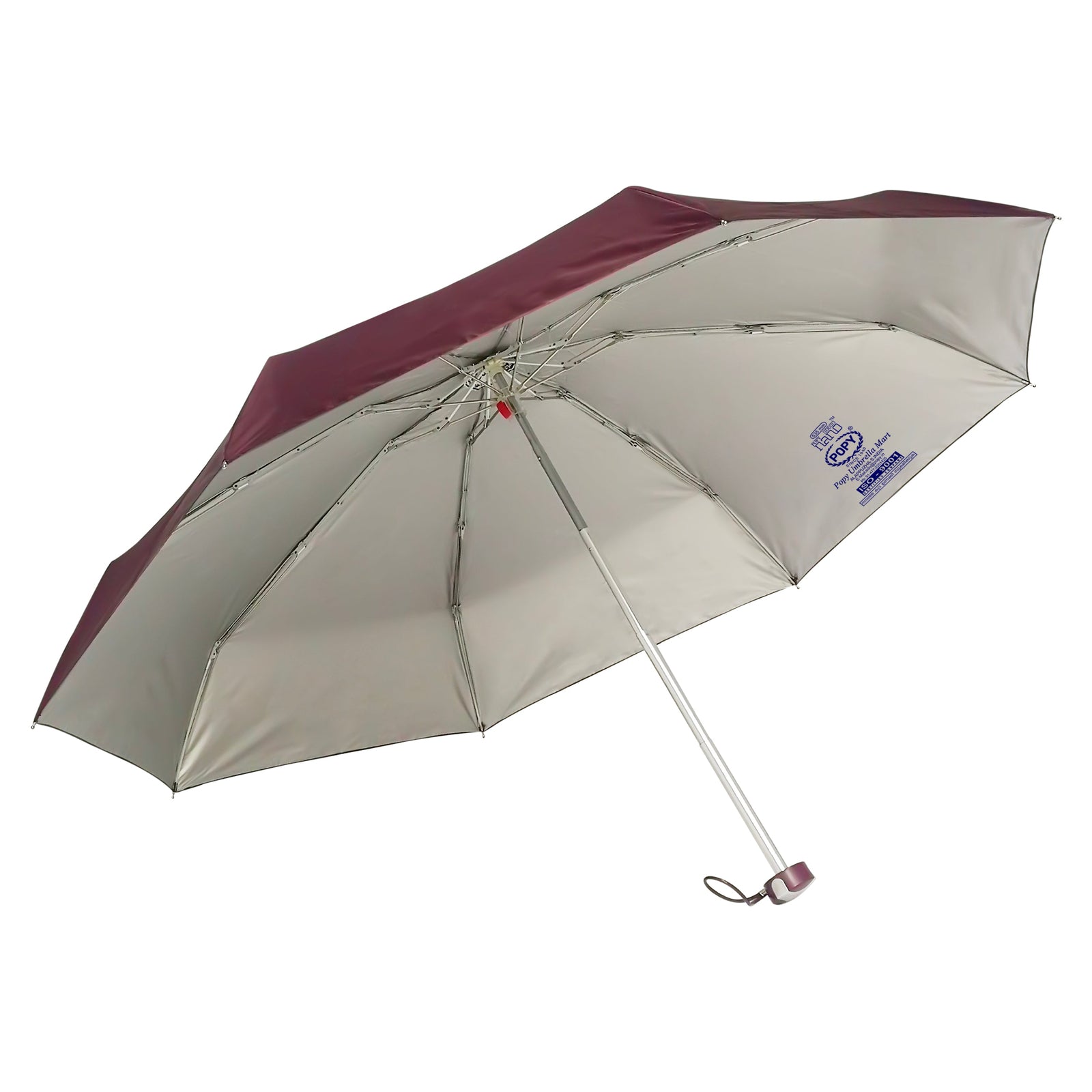 POPY NANO 5 FOLD SOLID COLOUR UMBRELLA WITH SILVER COATING