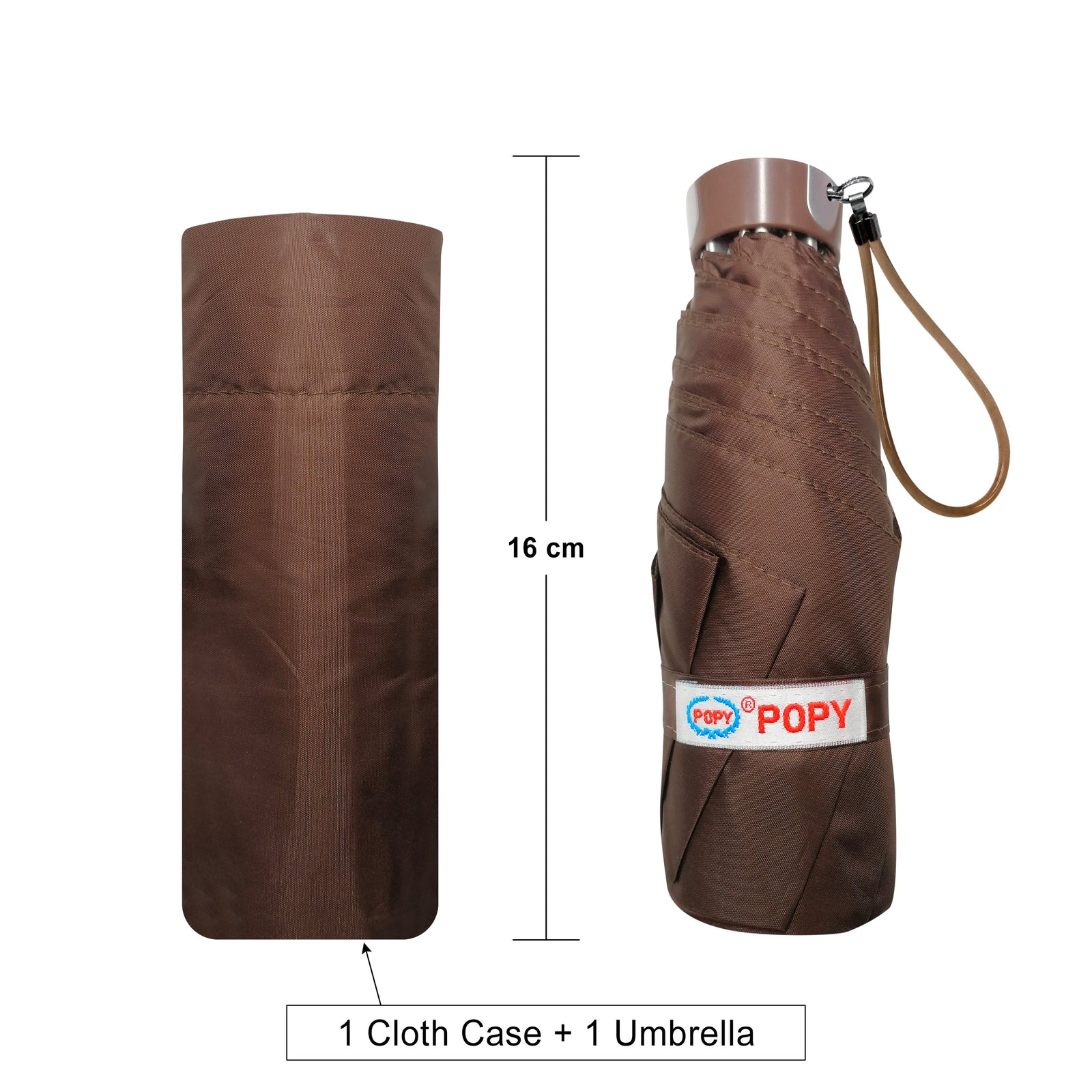 POPY NANO 5 FOLD SOLID COLOUR UMBRELLA WITH SILVER COATING