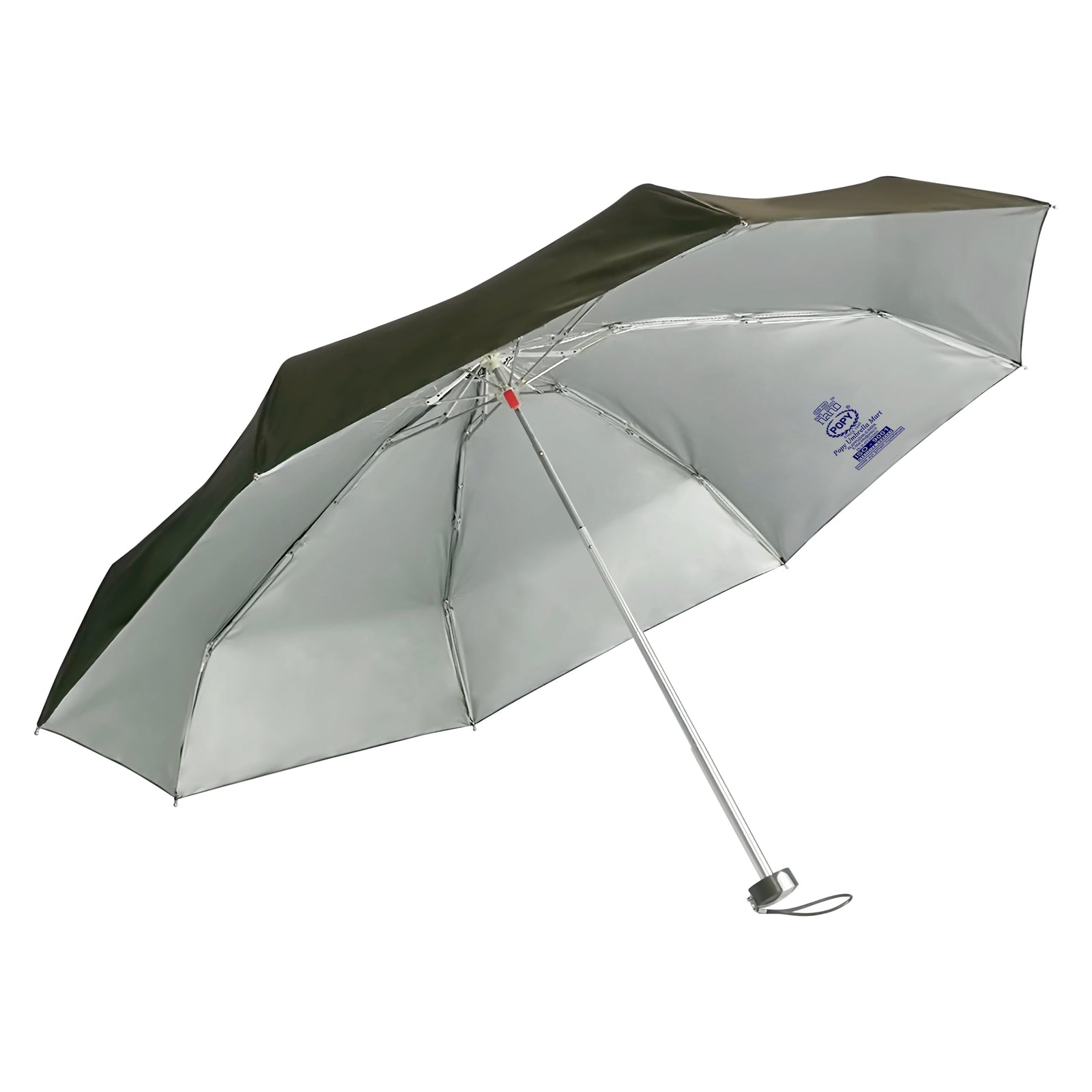 POPY NANO 5 FOLD SOLID COLOUR UMBRELLA WITH SILVER COATING