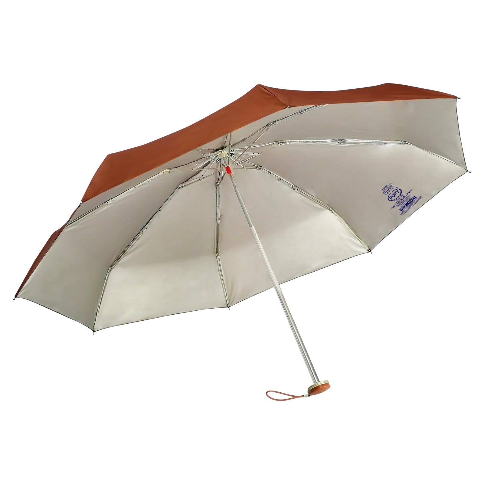 POPY NANO 5 FOLD SOLID COLOUR UMBRELLA WITH SILVER COATING