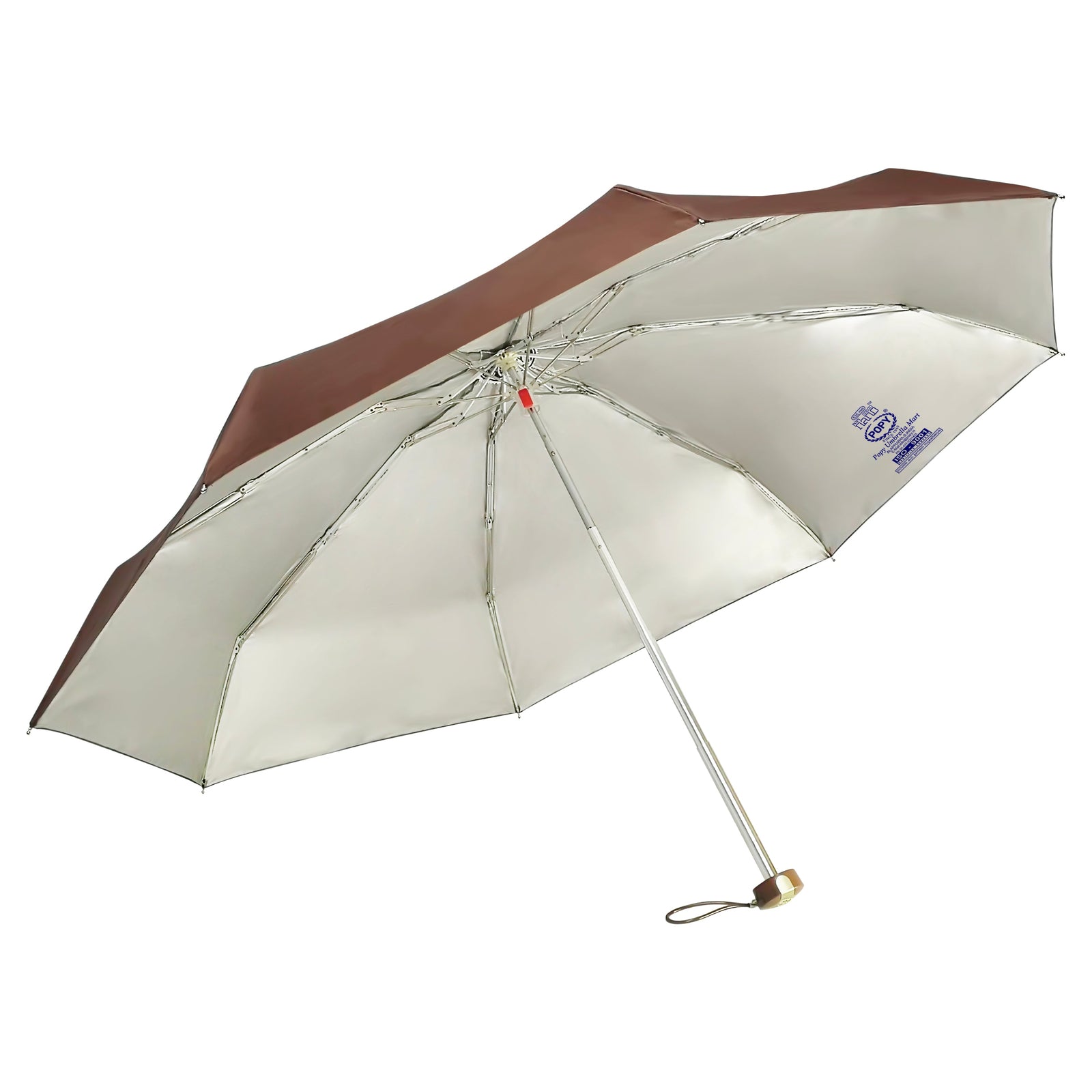 POPY NANO 5 FOLD SOLID COLOUR UMBRELLA WITH SILVER COATING