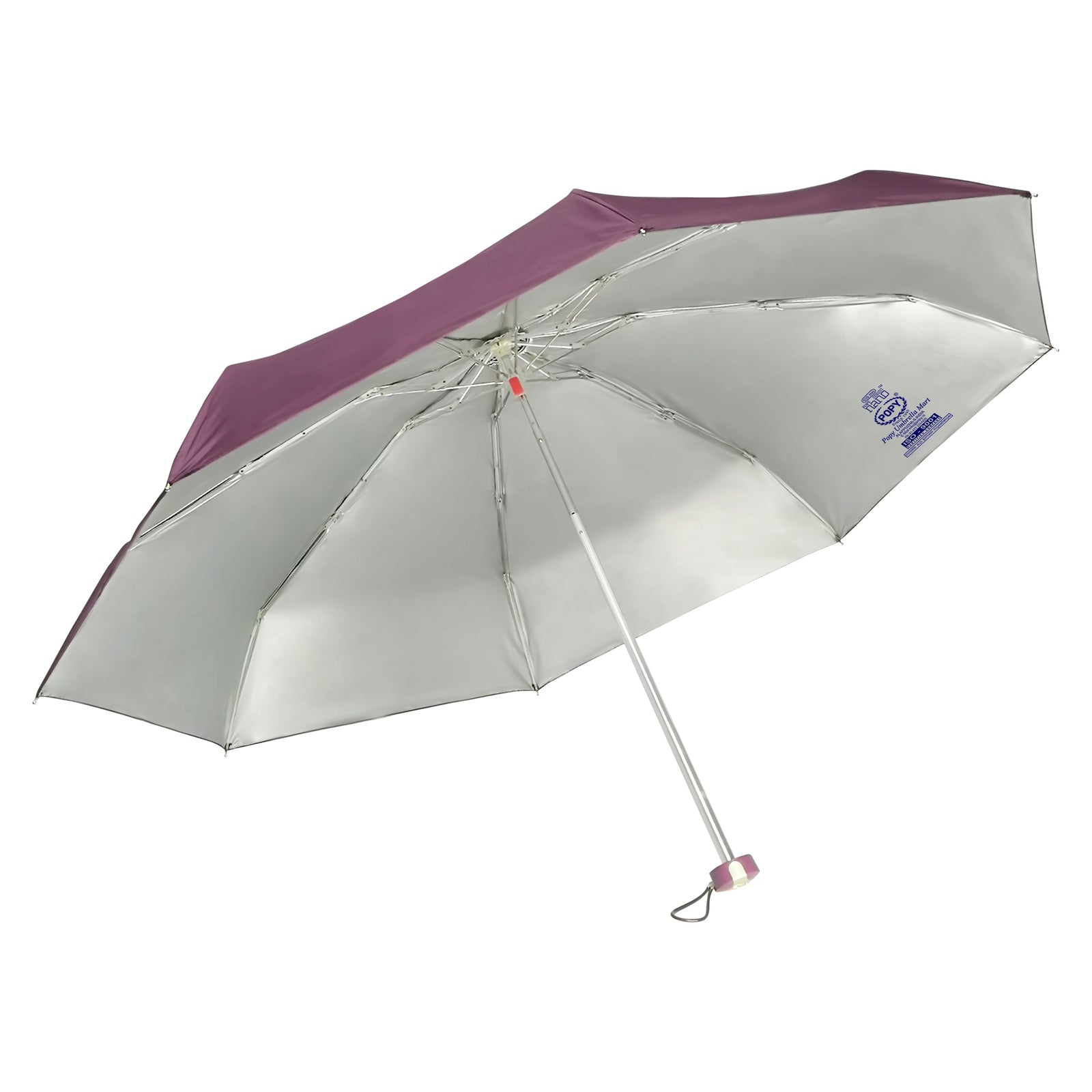 POPY NANO 5 FOLD SOLID COLOUR UMBRELLA WITH SILVER COATING