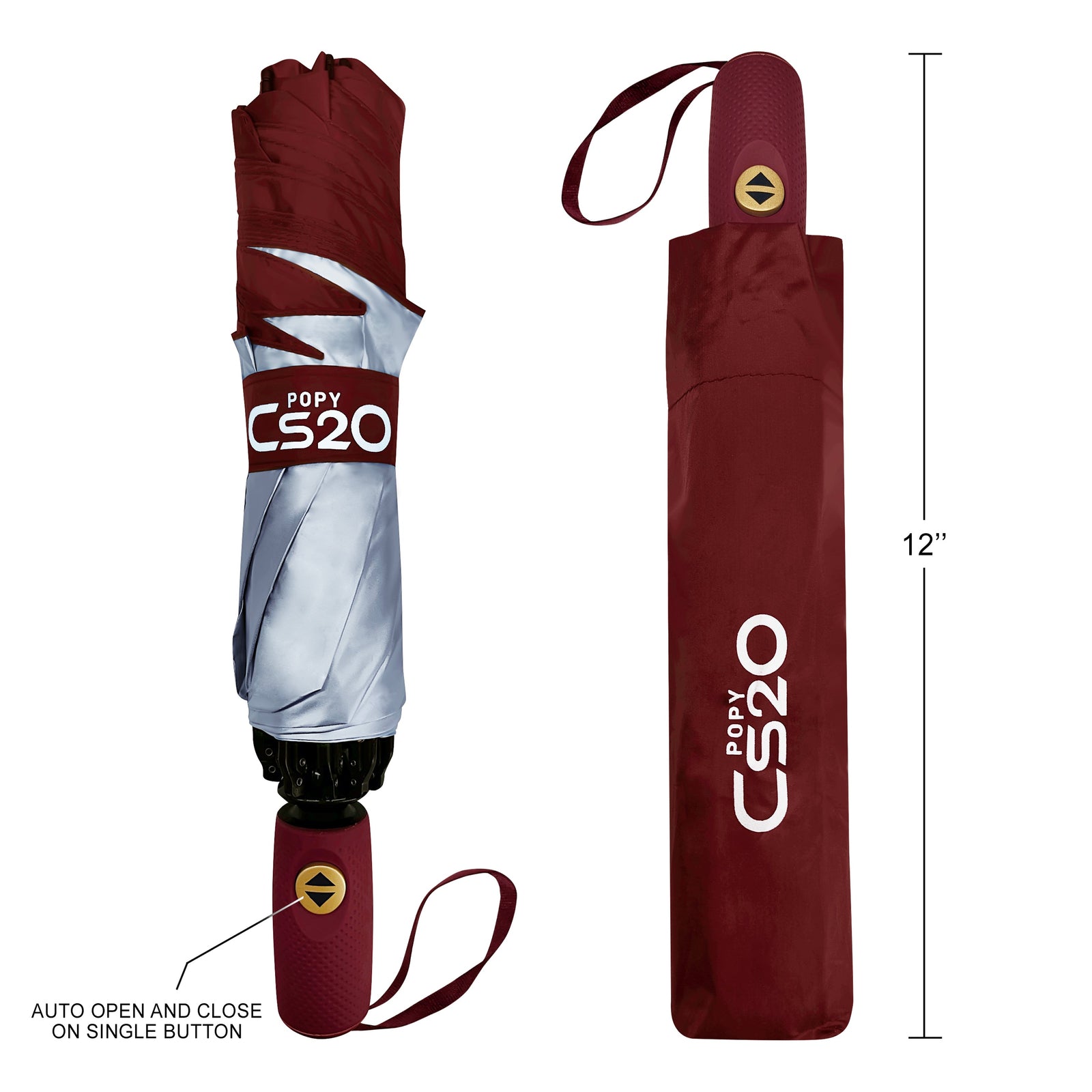 POPY CS20 REVERSE FOLDING 3 FOLD UMBRELLA WITH AUTO OPEN AND CLOSE