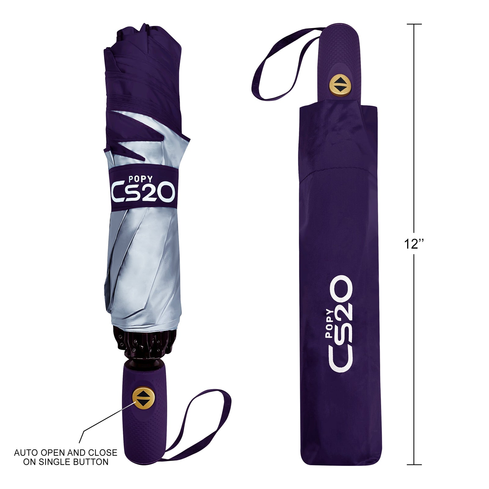 POPY CS20 REVERSE FOLDING 3 FOLD UMBRELLA WITH AUTO OPEN AND CLOSE