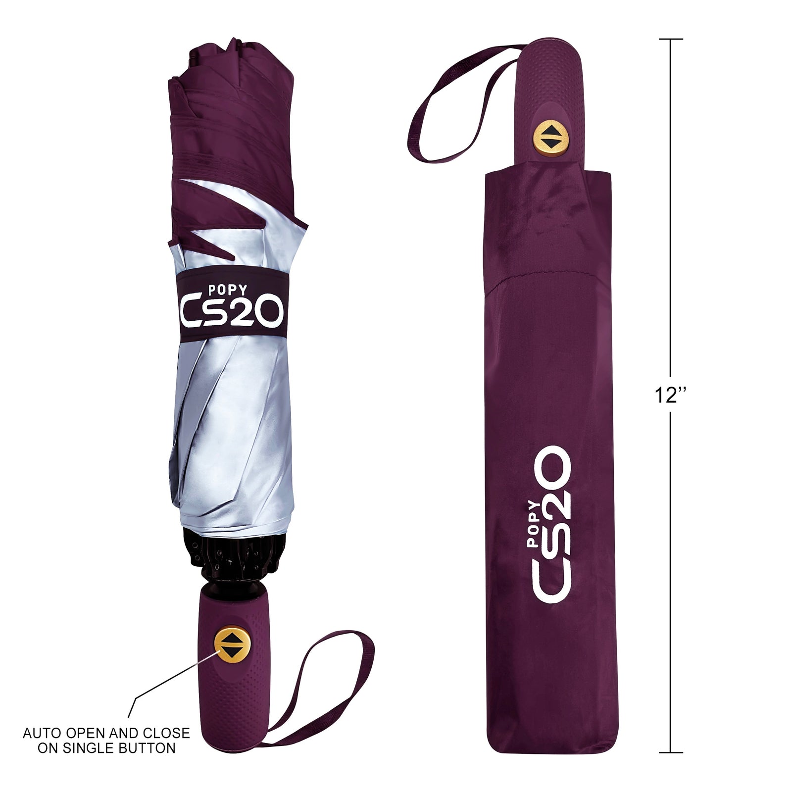 POPY CS20 REVERSE FOLDING 3 FOLD UMBRELLA WITH AUTO OPEN AND CLOSE