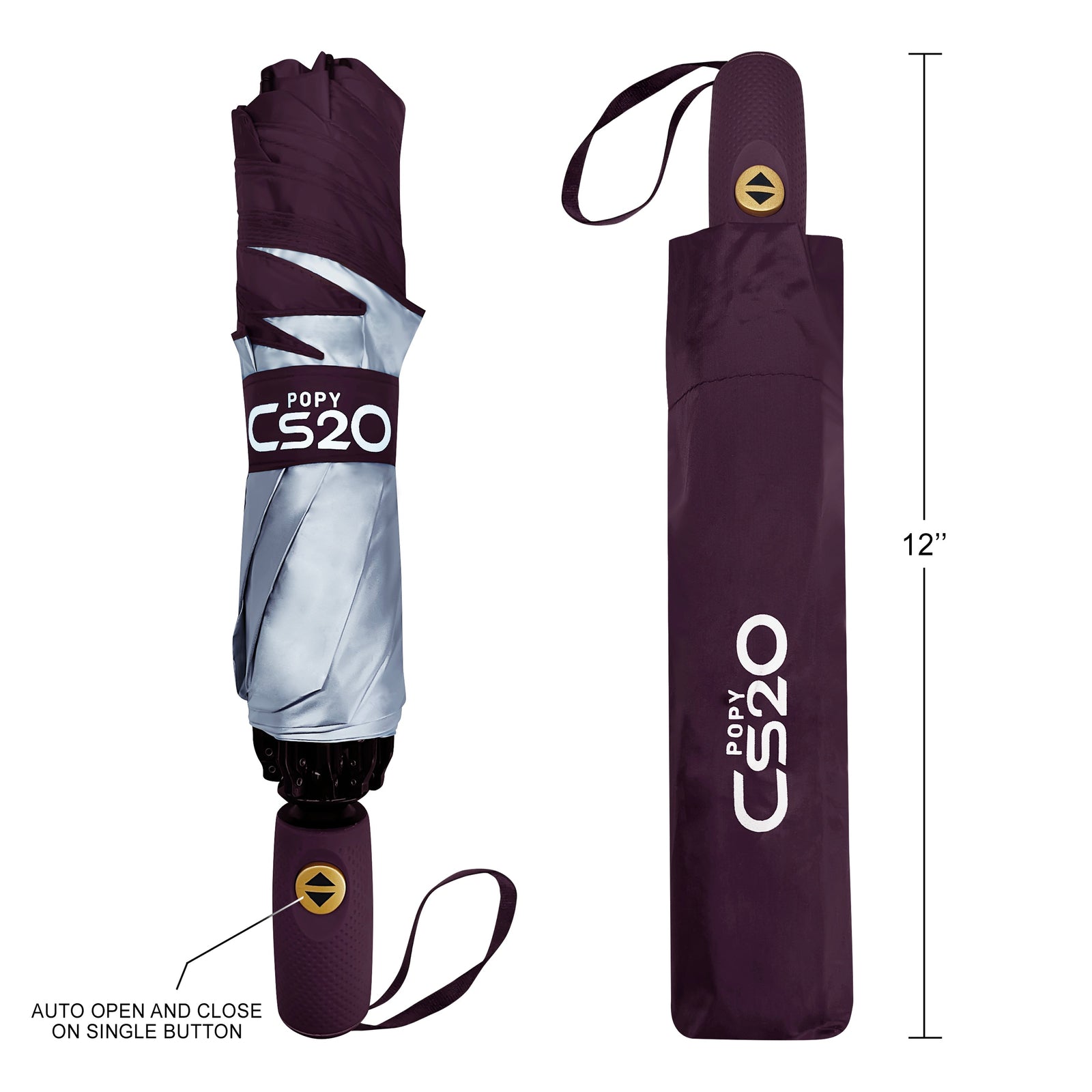 POPY CS20 REVERSE FOLDING 3 FOLD UMBRELLA WITH AUTO OPEN AND CLOSE