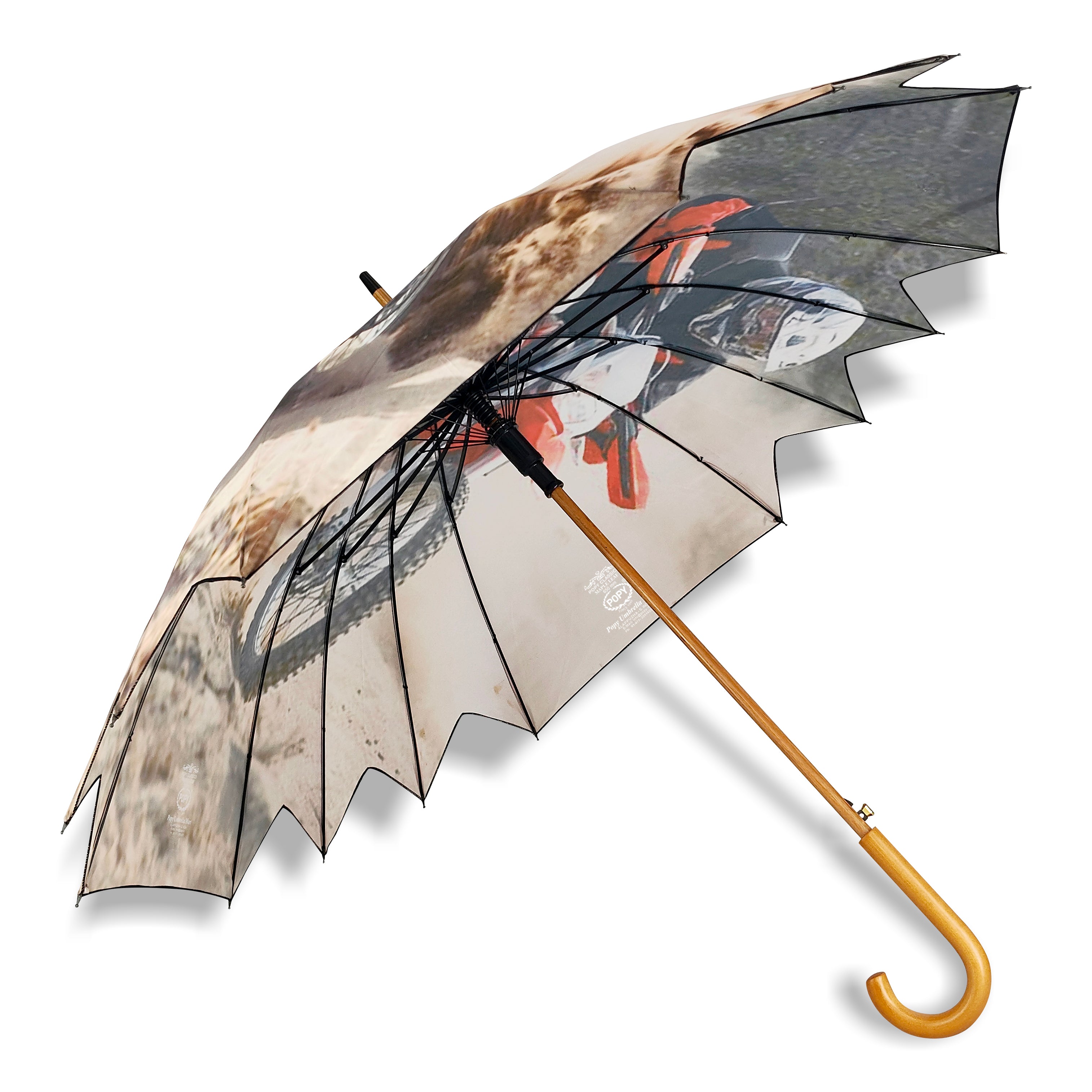 Maple Straight Umbrella With All Over Print And Auto Open